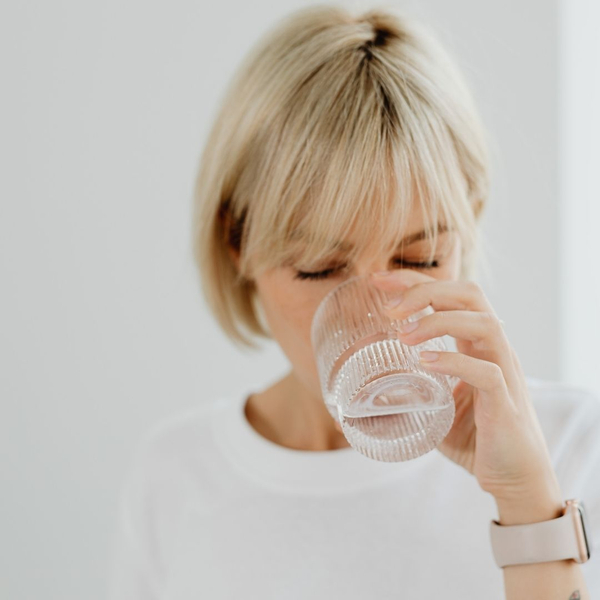 woman drinking water
