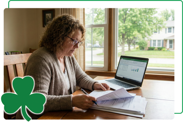 Homeowner reviewing energy rebate paperwork