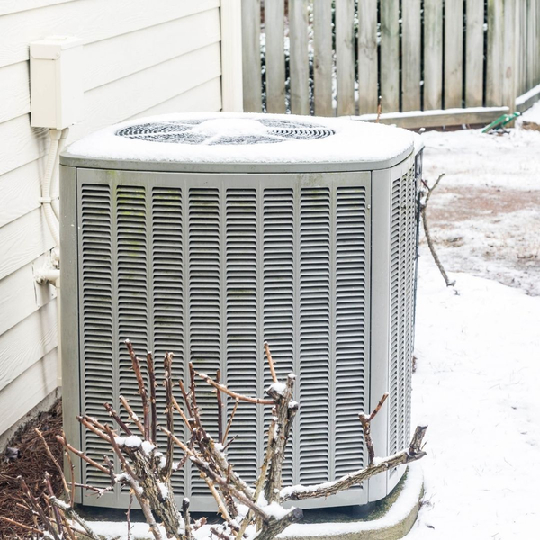 HVAC unit in the snow