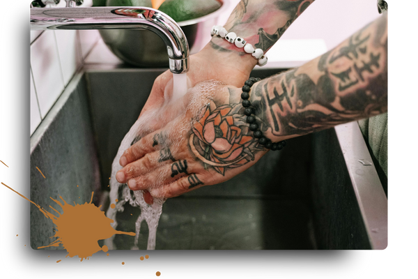washing tattooed hands