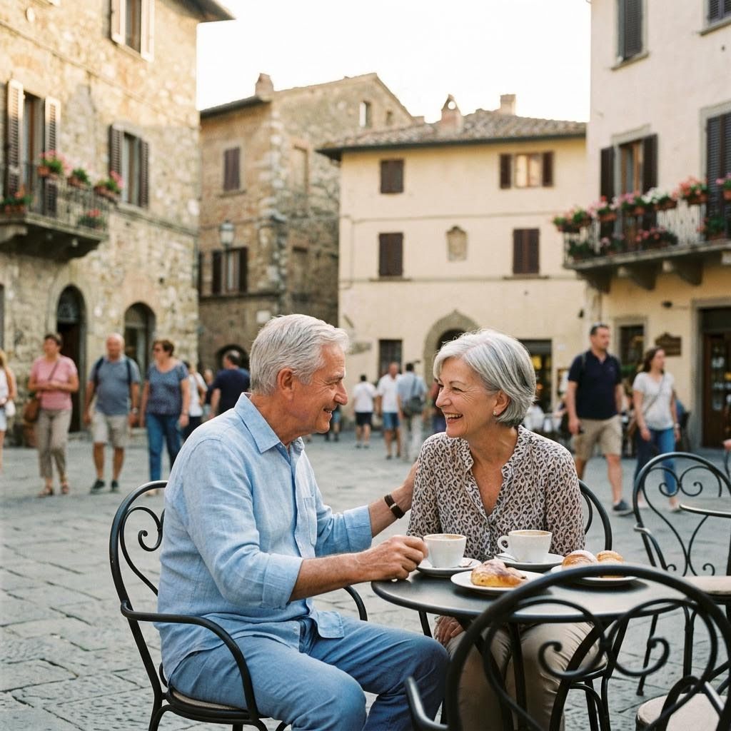 senior couple on a European vacation