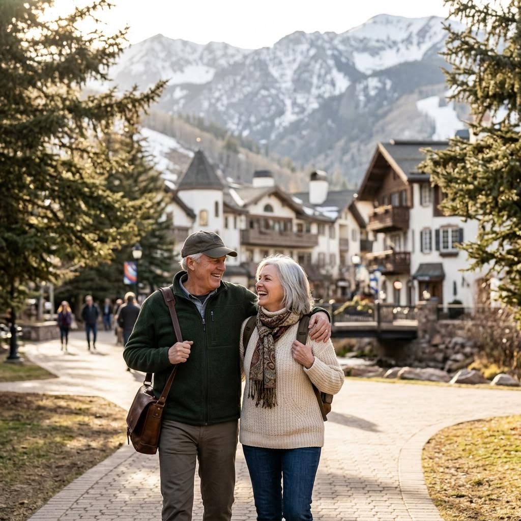 60-year old couple vacationing in Vail, Colorado