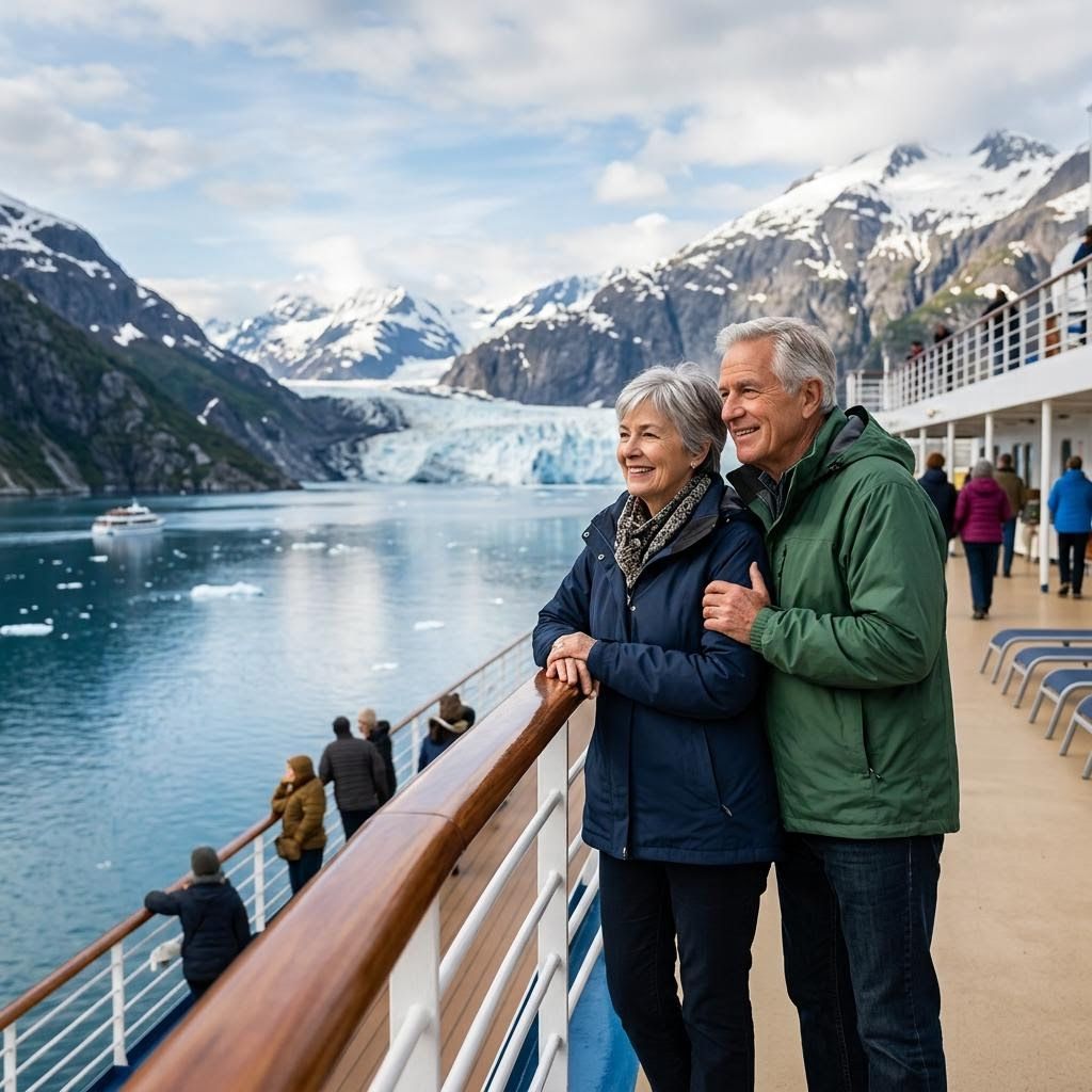 senior couple on an alaskan cruise