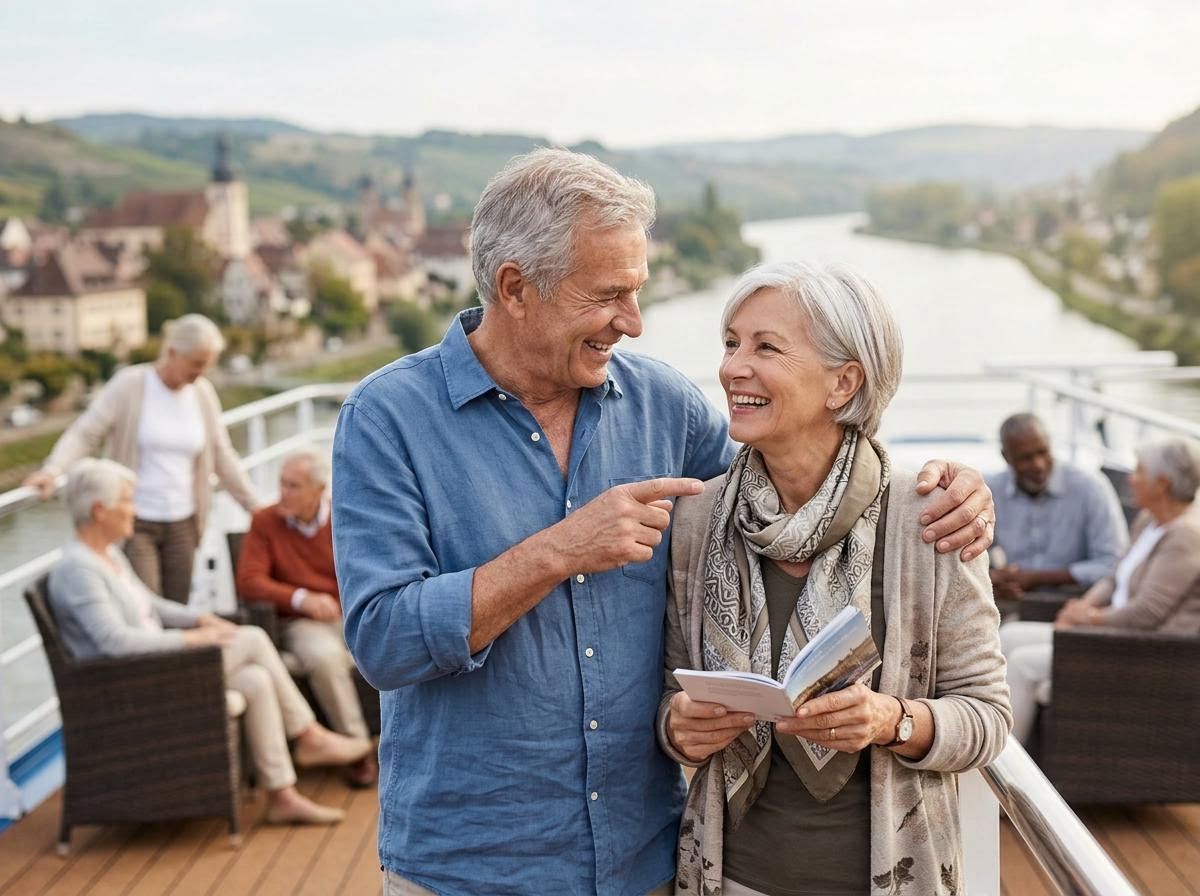 Happy Senior Couple on a River Cruise