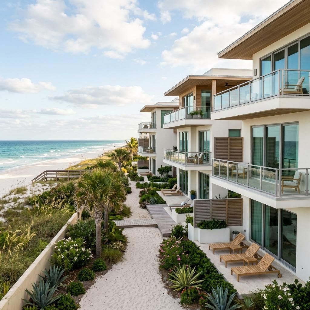 the exterior of a luxury beachside vacation condo