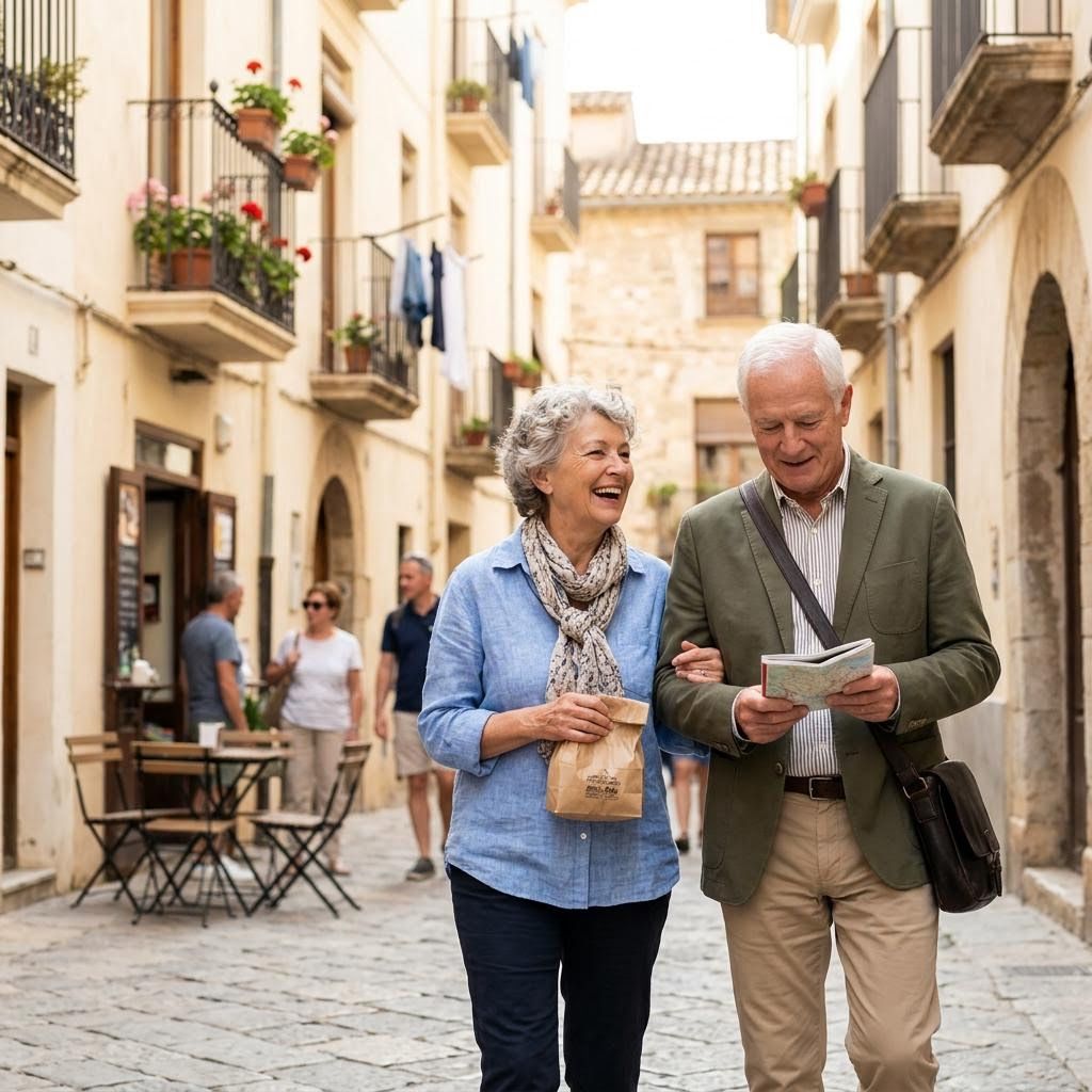 senior couple on a European vacation