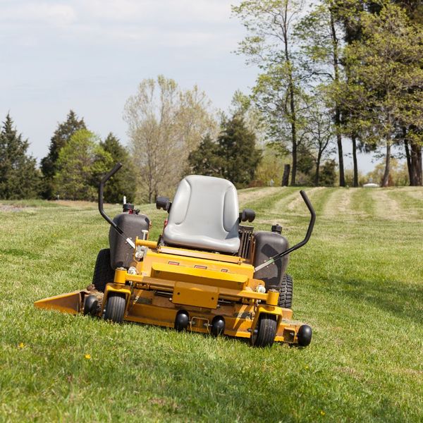 A commercial lawn mower
