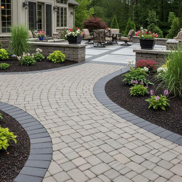 Custom paver patio and walkway for a residential home Custom paver patio and walkway for a residential home