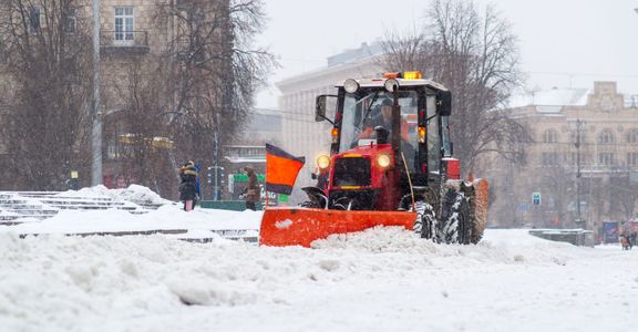 bulldozer removing snow