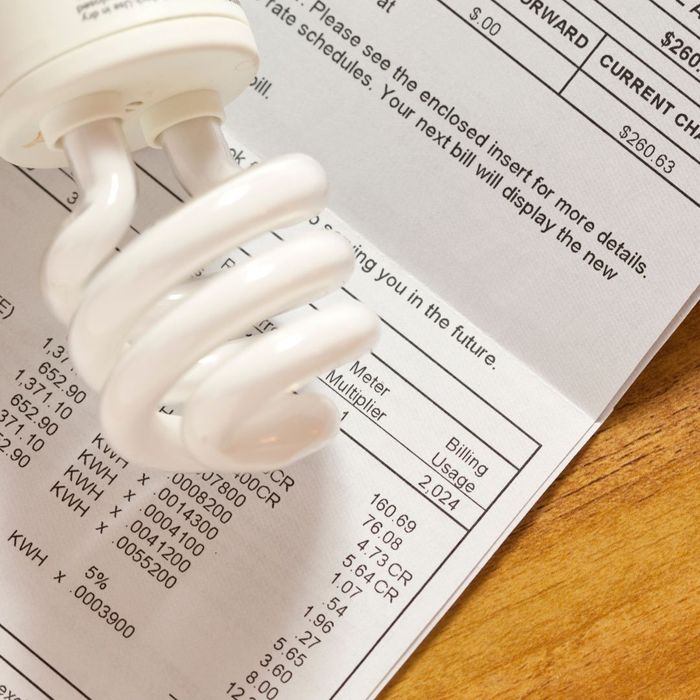 energy bill with lightbulb on top