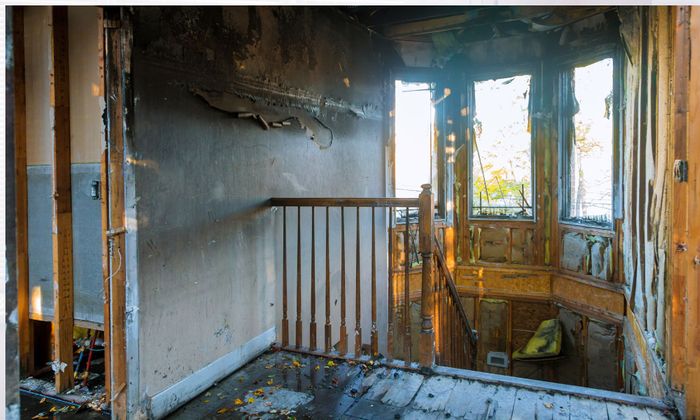 Interior of a house after a fire