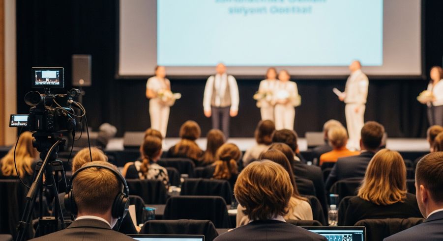 Hybrid nonprofit fundraising event with livestream setup