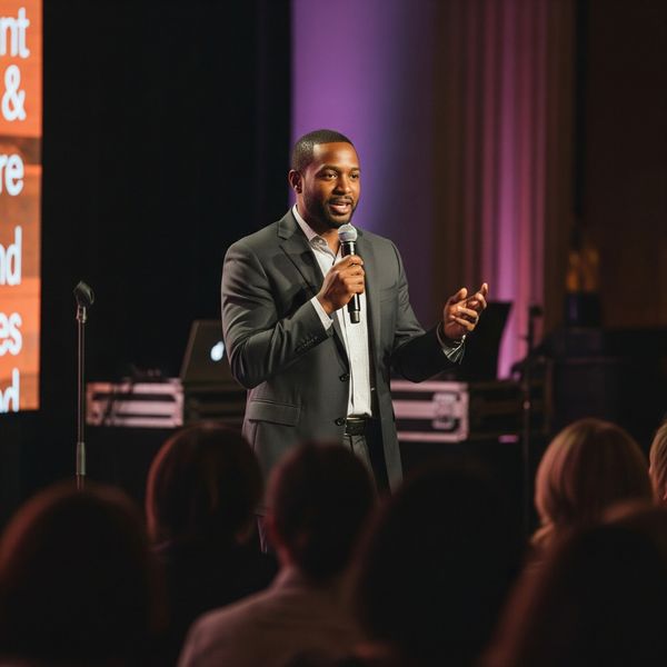 Speaker at a nonprofit fundraiser