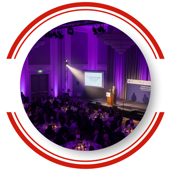 Elegant lighting at a fundraising dinner
