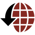 Icon of globe with a 360 arrow