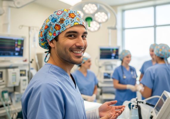 Smiling Surgeon in Operating Room