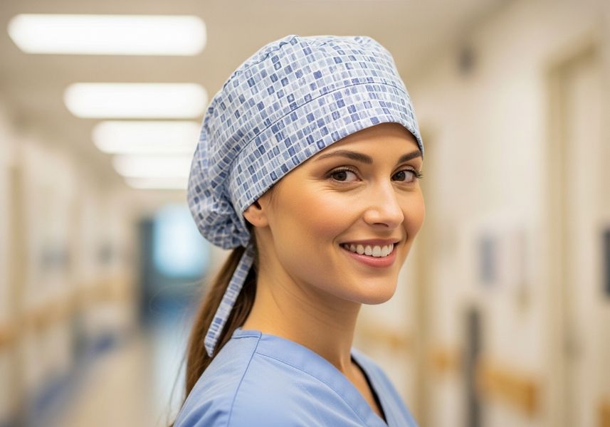 Smiling Nurse in Hospital Hallway
