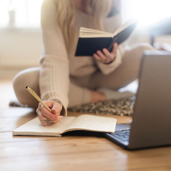 woman doing research