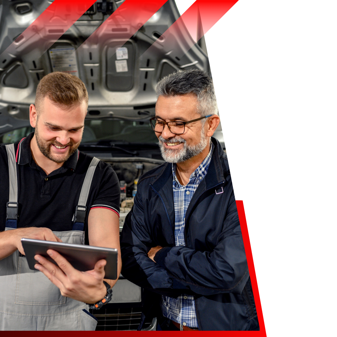 technician talking with a happy customer 