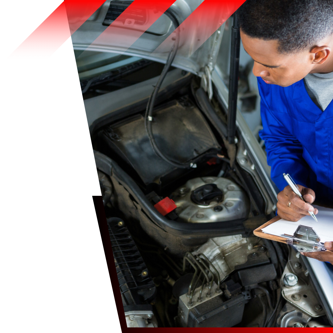 mechanic taking notes on checkpoint list 