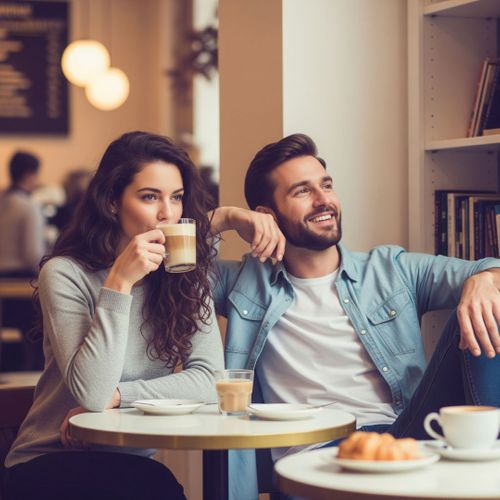 couple relaxing in coffee shop couple relaxing in coffee shop
