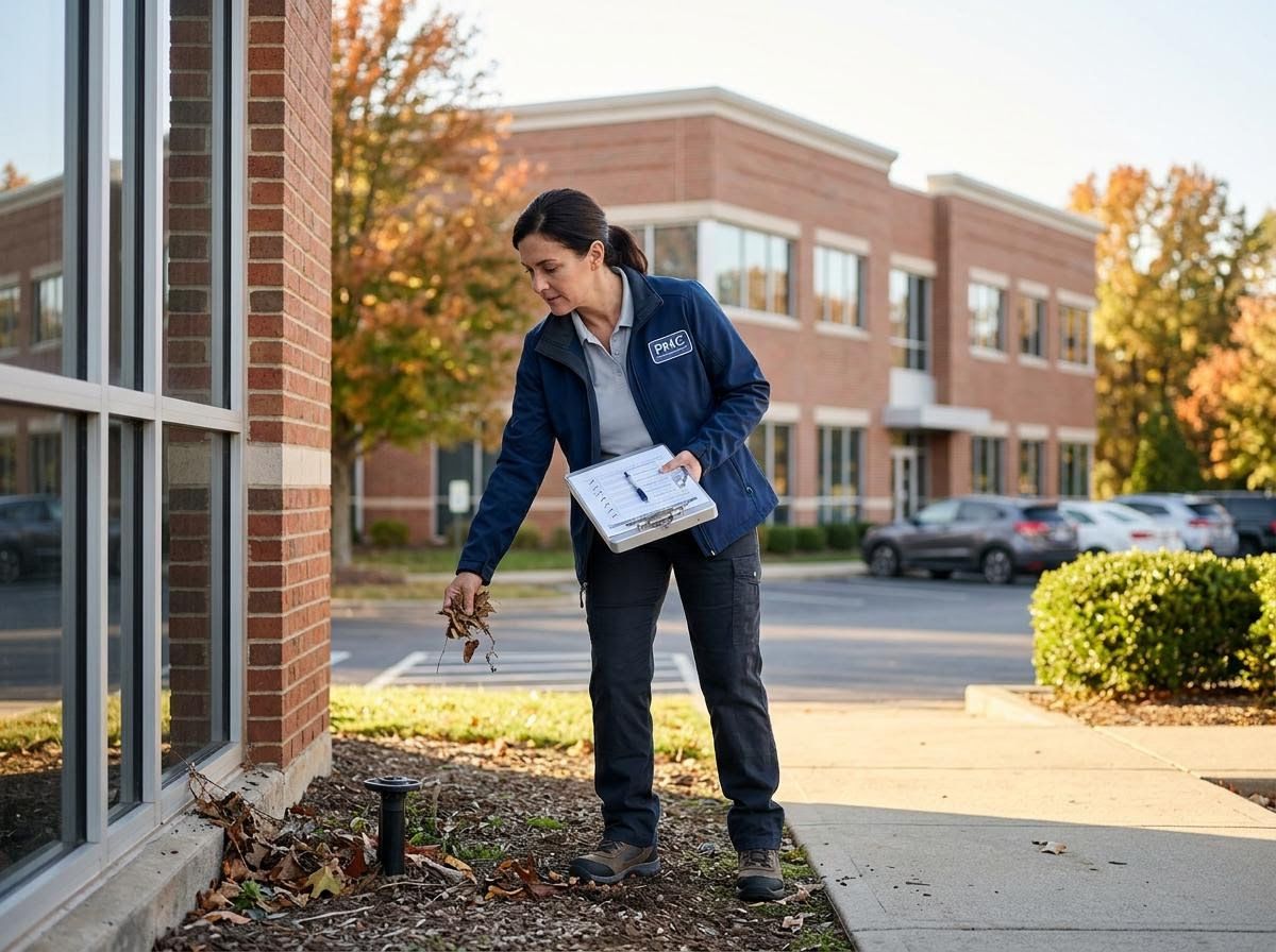 PR&C Technician Inspecting Commercial Building Exterior