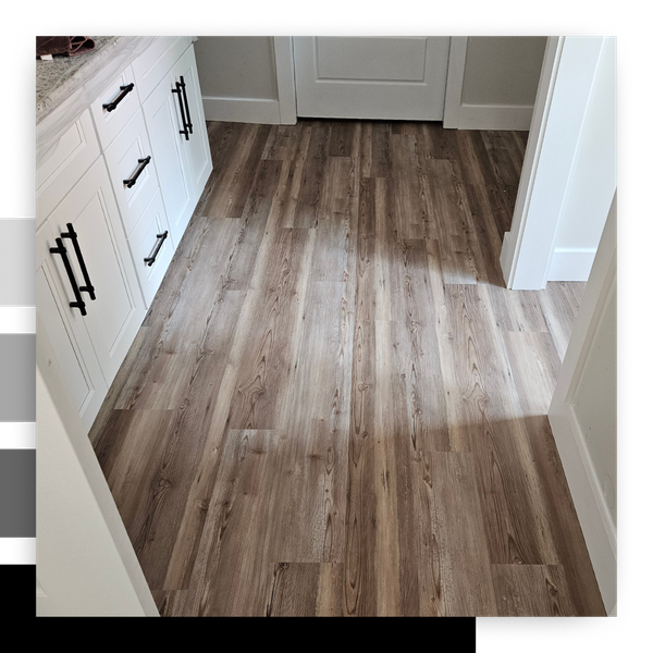 new wood laminate floor in kitchenm