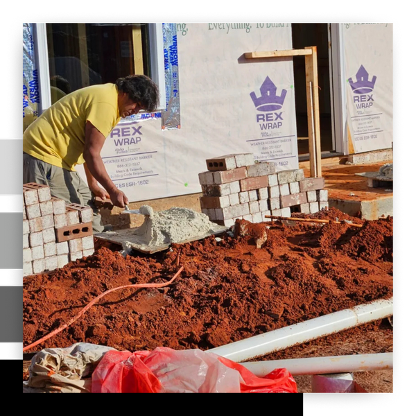 laying bricks