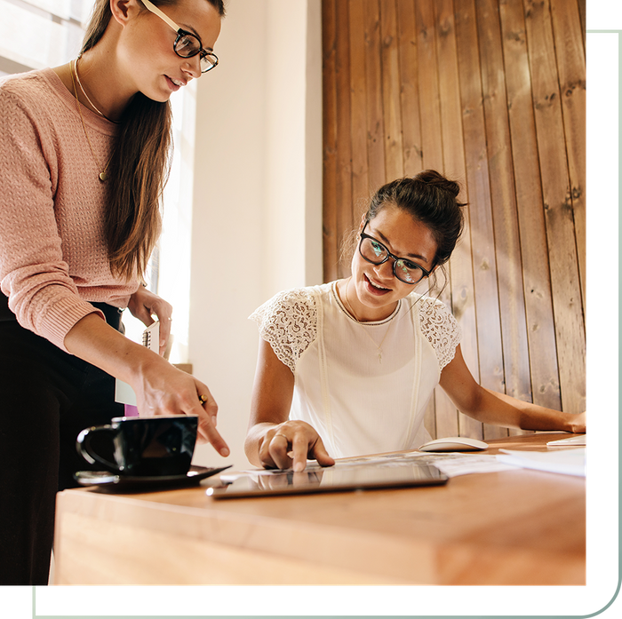 Business women working together