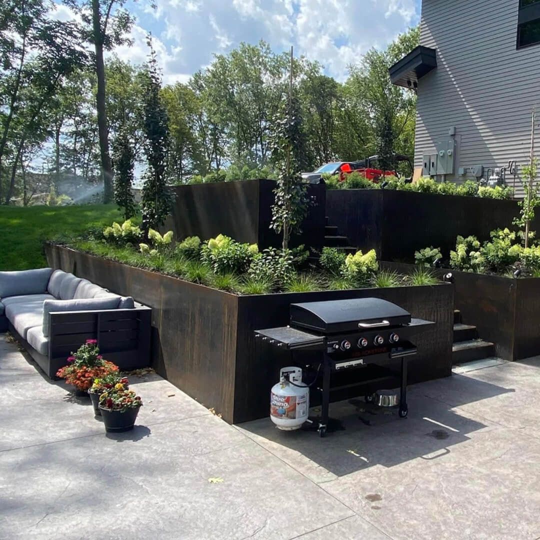 Corten Steel retaining wall and landscape