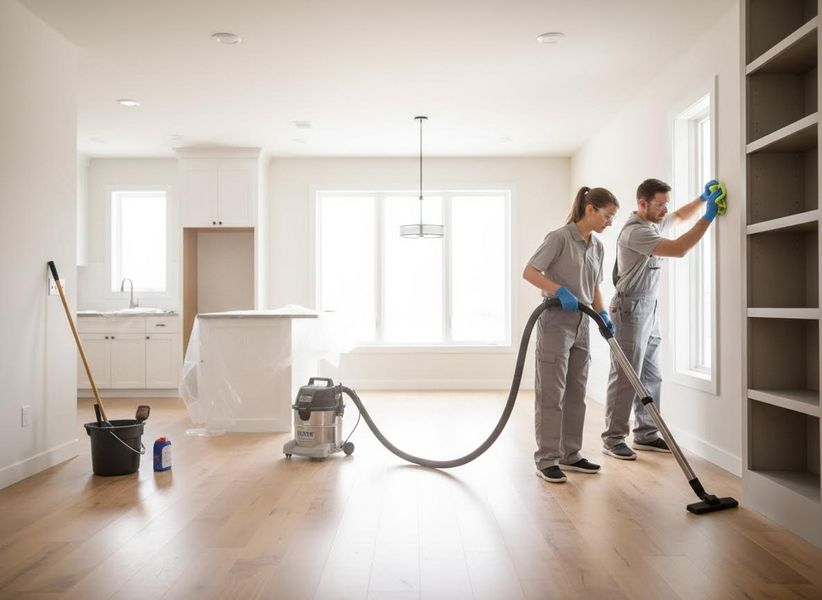 Professional Cleaning Crew in a New Home