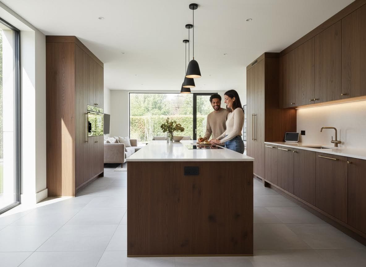 Modern Kitchen with Couple Cooking