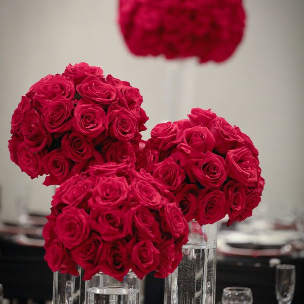 Pink roses in vases