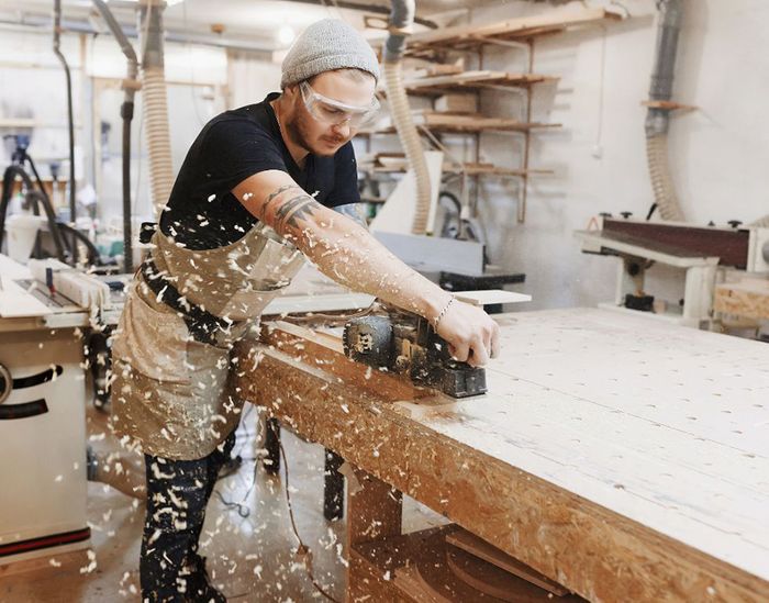 Man working on wood