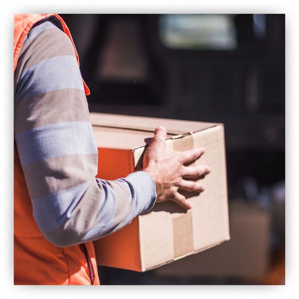 Delivery man holding a package