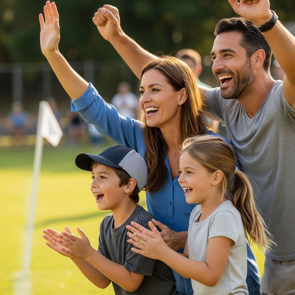 supportive family at a sporting event supportive family at a sporting event