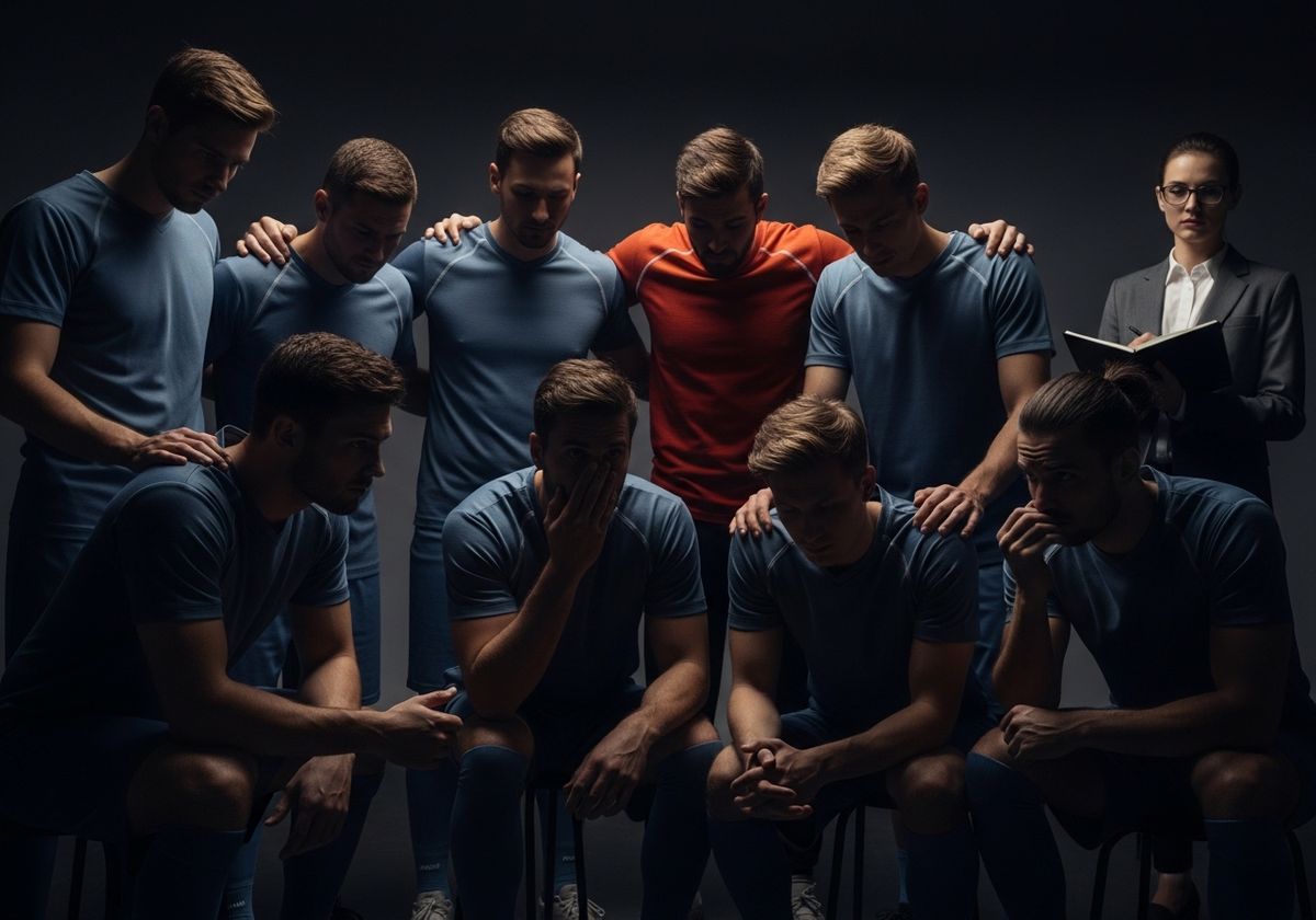 Dejected Soccer Team Being Counseled