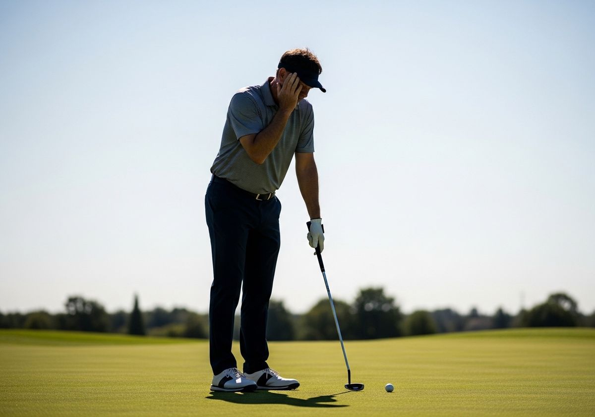 Frustrated golfer on the green