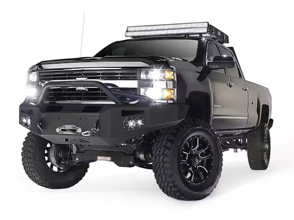 Pickup with front replacement bumper