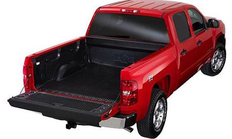 Red truck with tailget open Red truck with tailget open