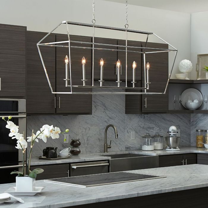 industrial chandelier in kitchen