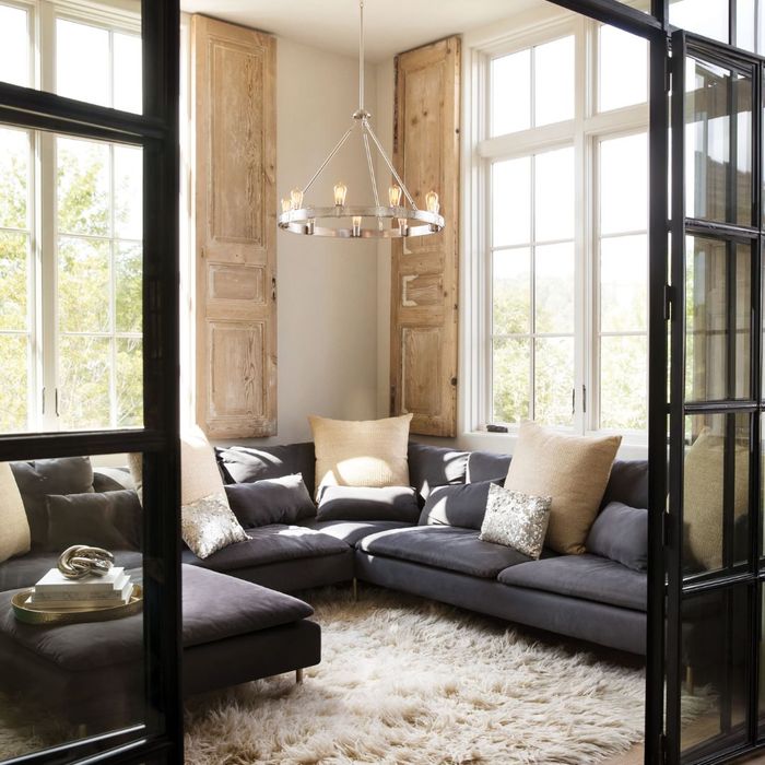 modern chandelier in living room