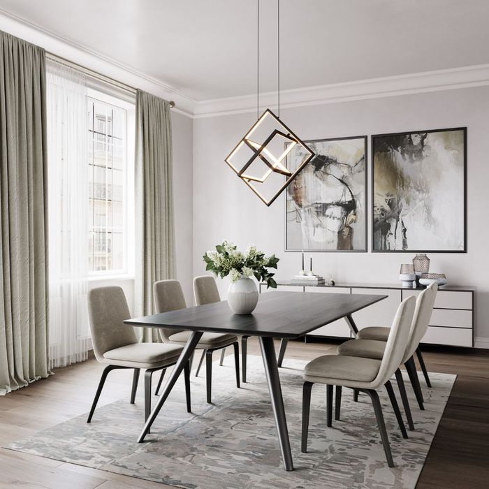 modern chandelier in dining room