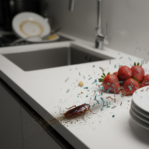 cockroach crawling on countertop spreading disease