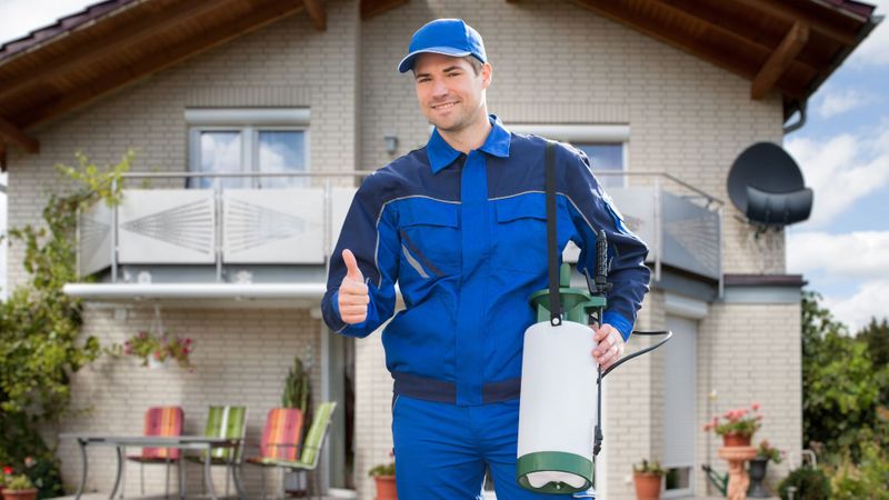 pest control technician giving thumbs up