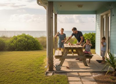 Family's Spooky Beachside Treat