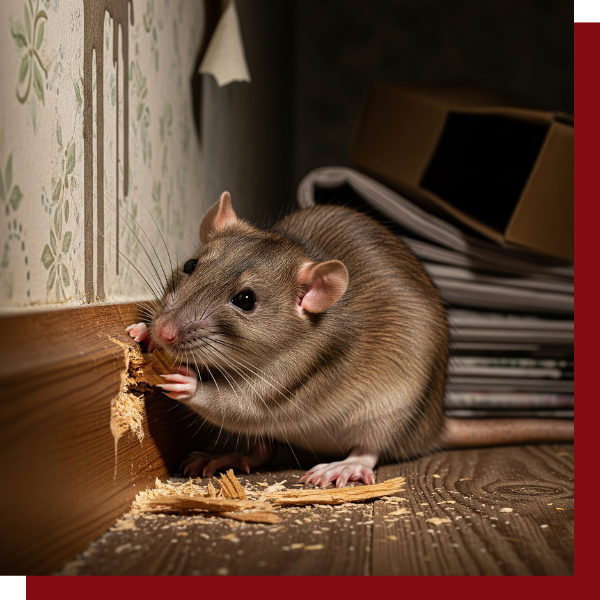 mouse chewing on floor board