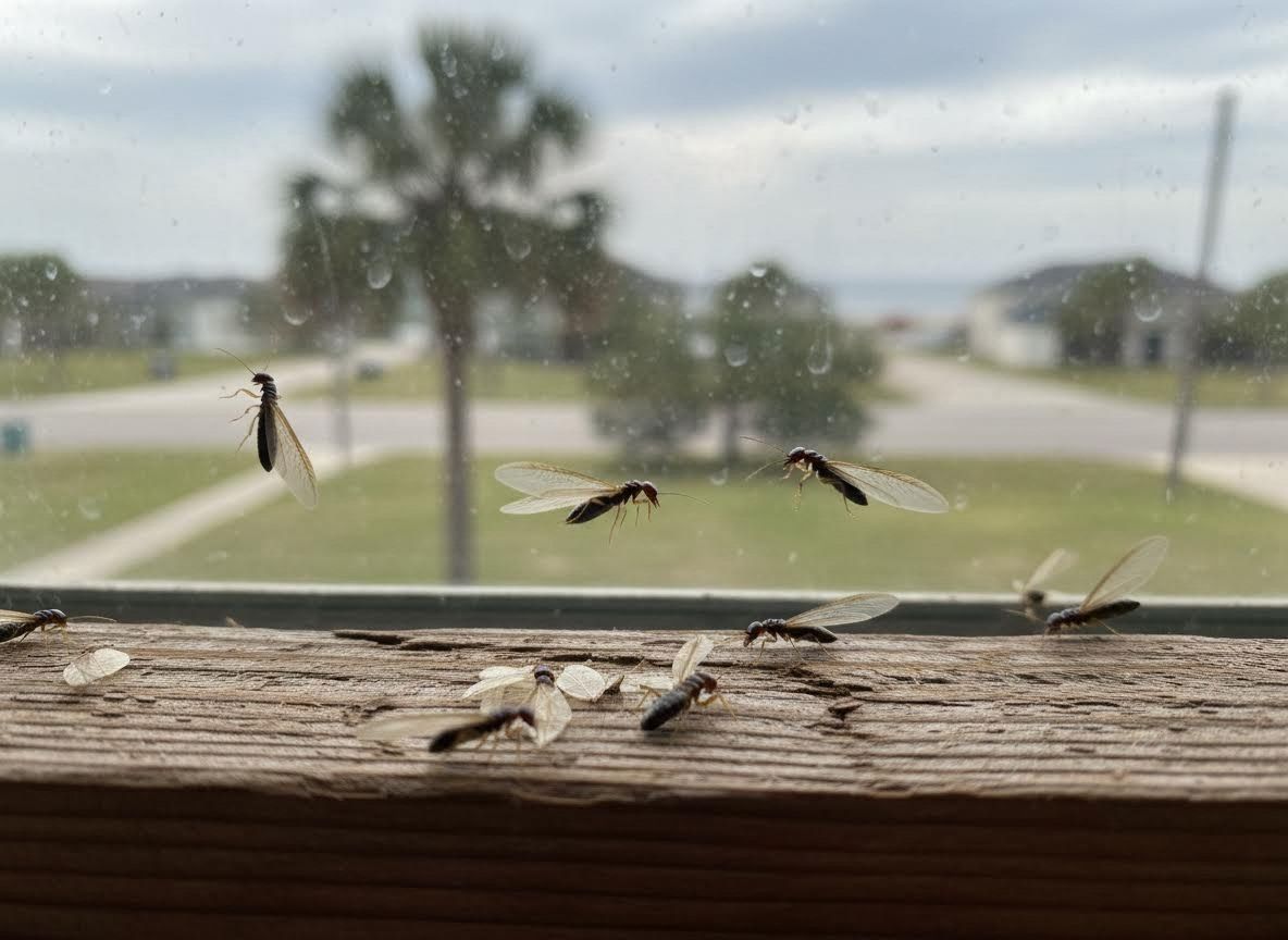 Winged Insects on a Wet Window