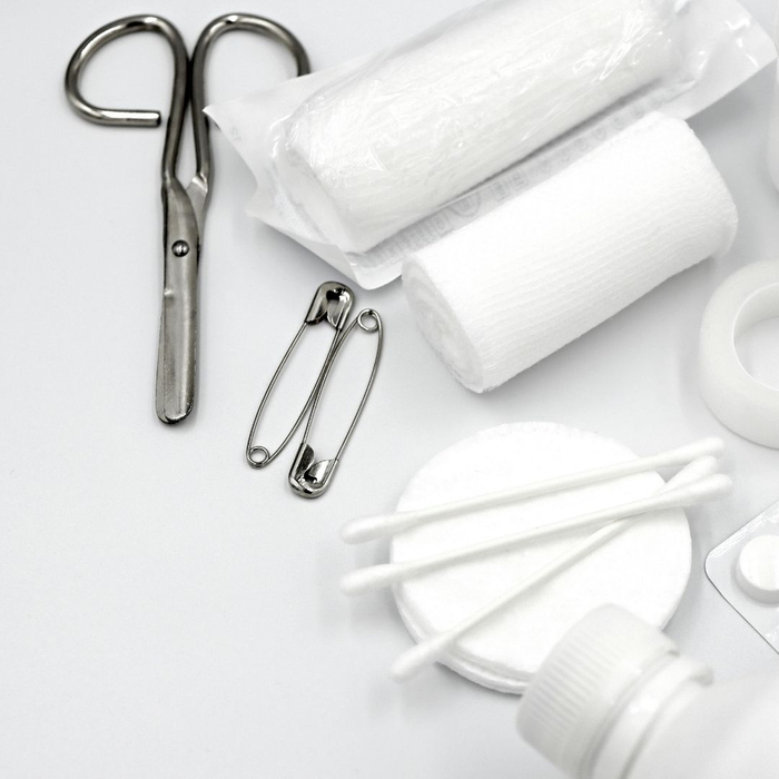 gauze and scissors for bleeding