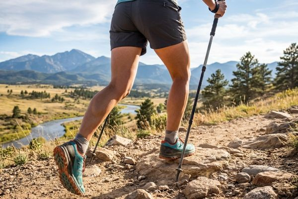Person hiking confidently on a beautiful nature trail, demonstrating strong leg circulation and an active, pain-free life.